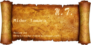 Mider Tamara névjegykártya